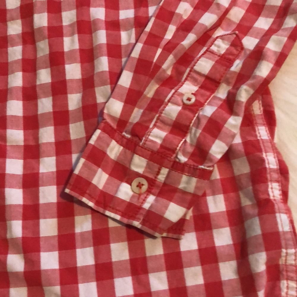 Boys casual long sleeve button down red and white checked shirt - Picture 4 of 6
